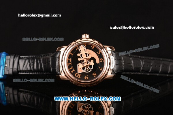 Ulysse Nardin Freak Asia ST22 Automatic Rose Gold Case with Black Dial Numeral Markers and Black Leather Strap - 7750 Coating - Click Image to Close